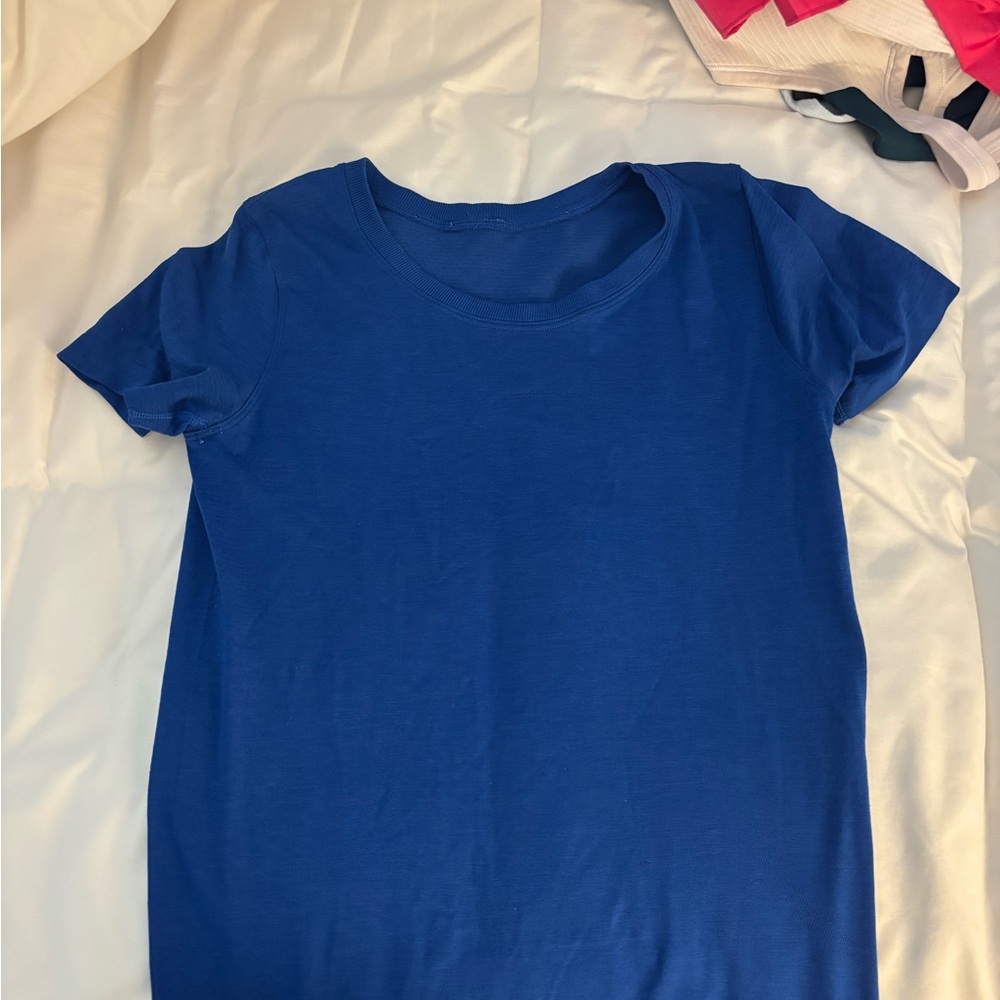 blue LULU shirt